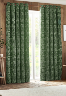 Winter Woods Eyelet, Emerald - Ready Made Curtains